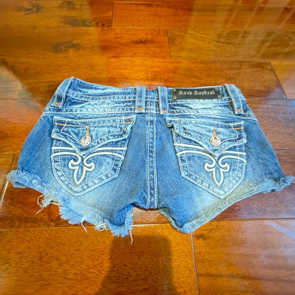 Rock Revival Distressed Blue Denim Shorts